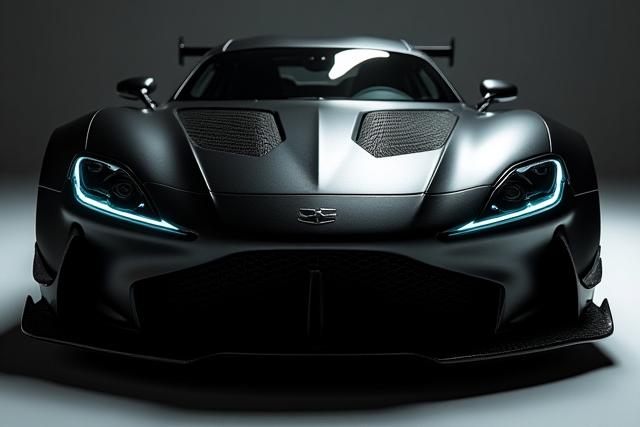 Frontansicht eines Sportwagens mit aggressivem Custom Body Kit